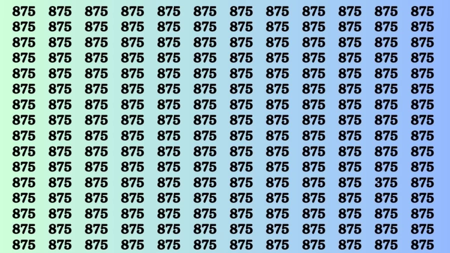 Observation Brain Test: If you have Eagle Eyesight Find the Number 375 among 875 in 15 Secs