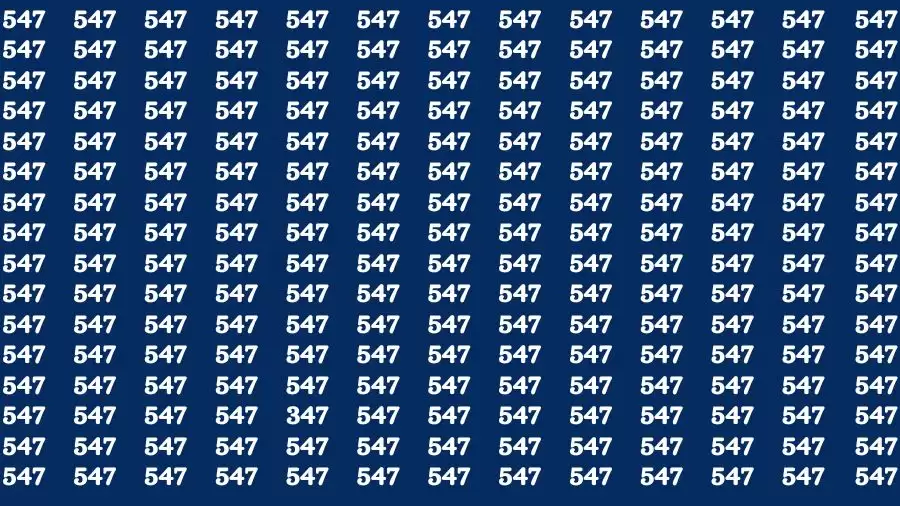 Observation Brain Test: If you have Hawk Eyes Find the Number 347 among 547 in 15 Secs