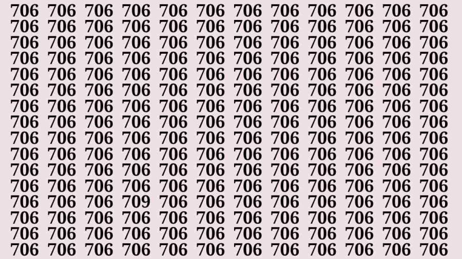 Observation Brain Test: If you have Hawk Eyes Find the Number 709 among 706 in 15 Secs