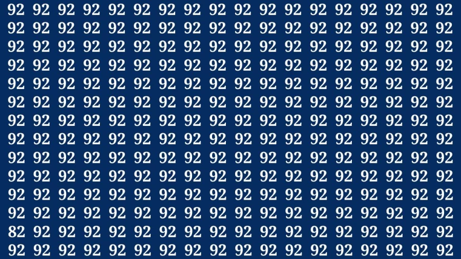 Observation Brain Test: If you have Hawk Eyes Find the Number 82 among 92 in 15 Secs