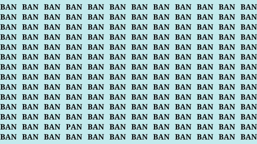 Observation Brain Test: If you have Hawk Eyes Find the Word Pan among Ban in 15 Secs