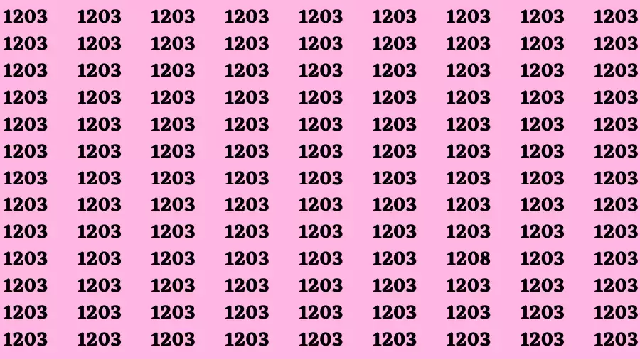 Observation Brain Test: If you have Keen Eyes Find the Number 1208 among 1203 in 15 Secs