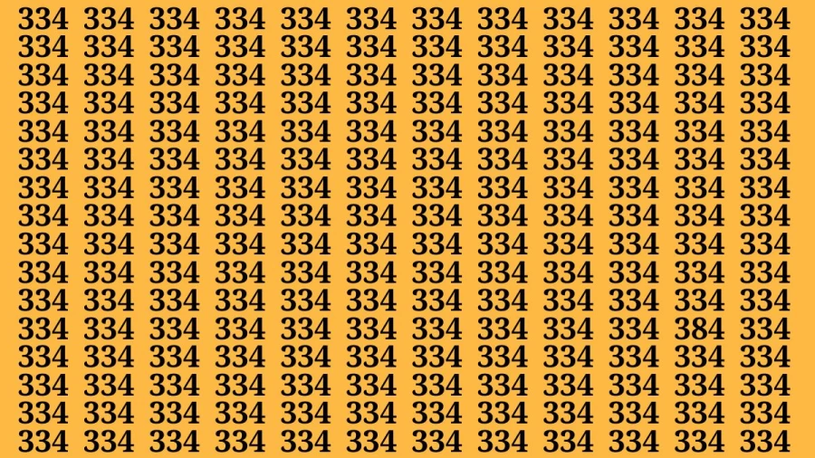 Observation Brain Test: If you have Keen Eyes Find the Number 384 among 334 in 15 Secs