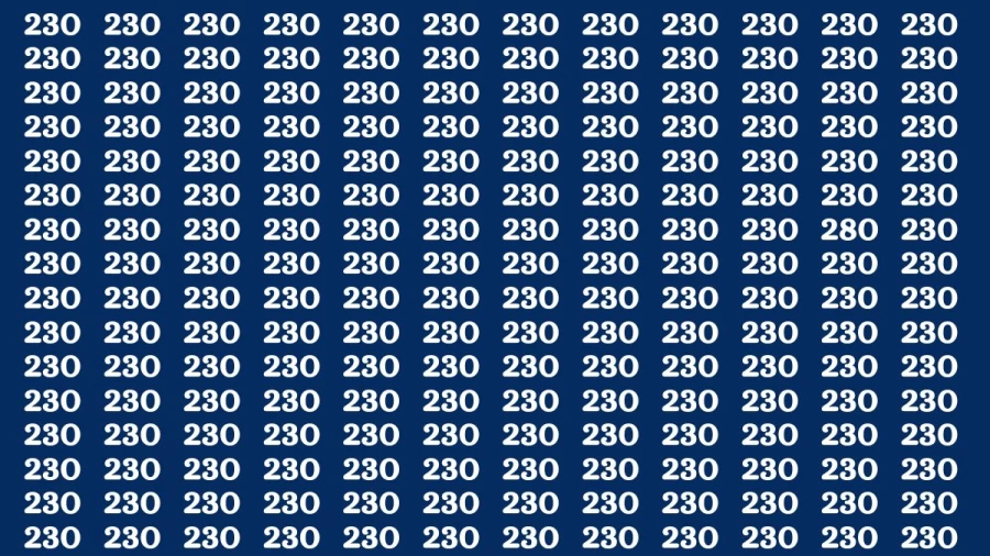 Observation Brain Test: If you have Sharp Eyes Find the number 280 among 230 in 20 Secs