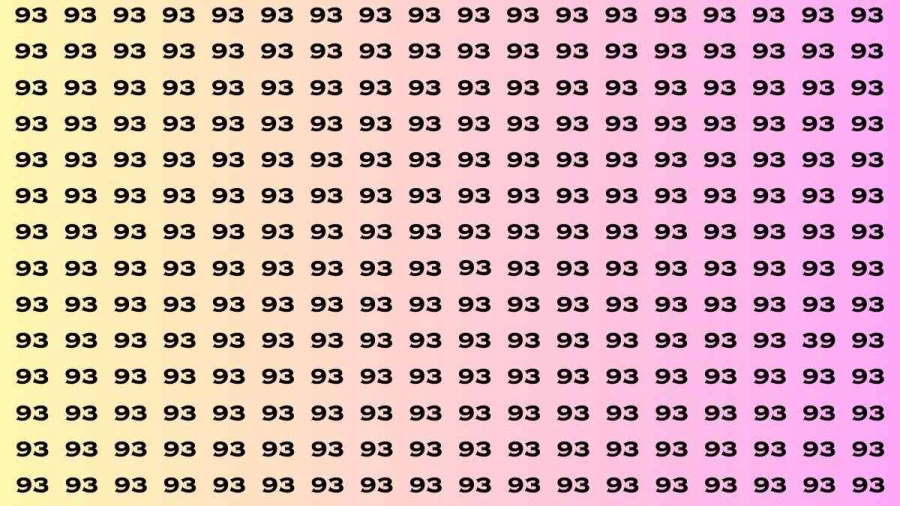 Observation Brain Test: If you have Sharp Eyes Find the number 39 among 93 in 20 Secs