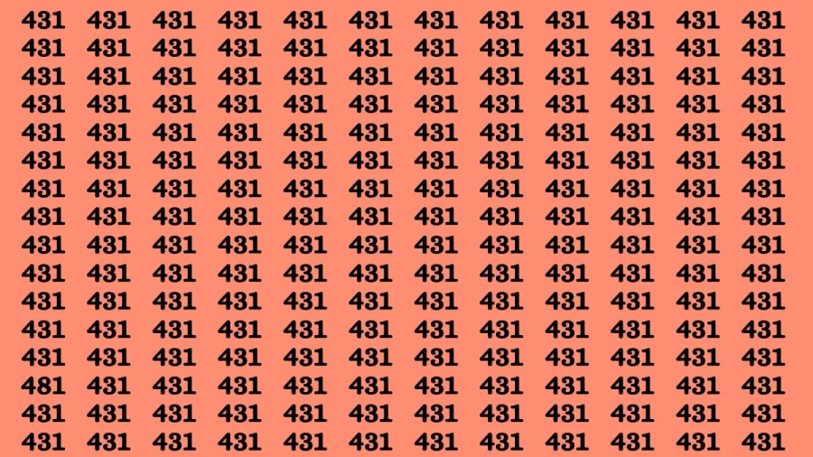 Observation Brain Test: If you have Sharp Eyes Find the number 481 among 431 in 20 Secs