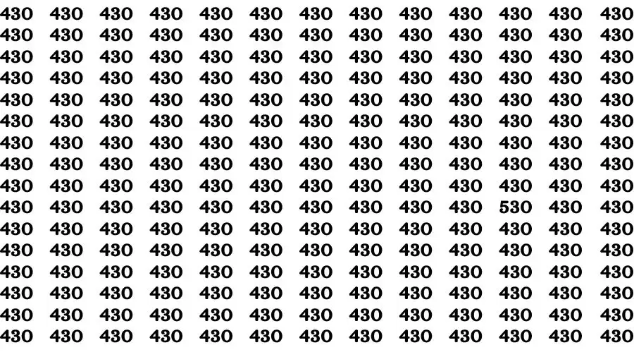 Observation Brain Test: If you have Sharp Eyes Find the number 530 among 430 in 20 Secs