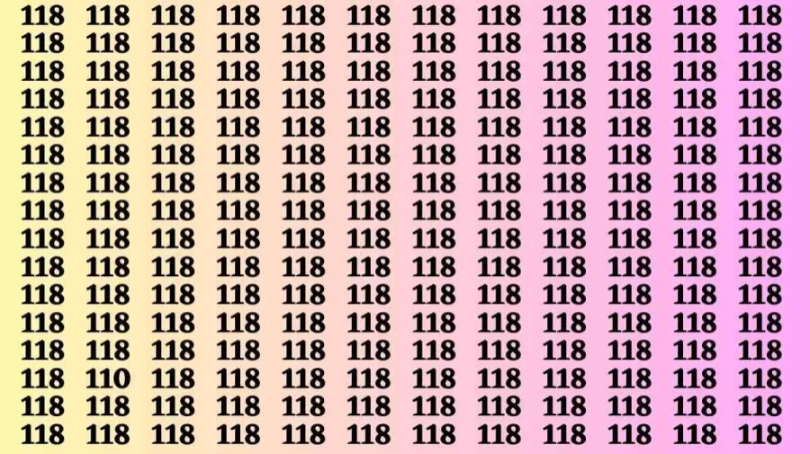 Observation Skill Test: If you have Eagle Eyes Find the number 110 among 118 in 14 Secs