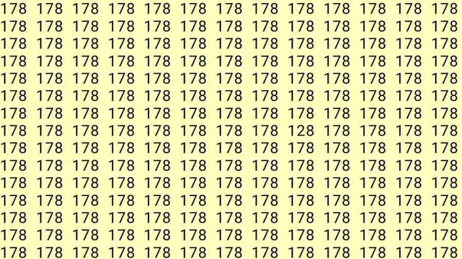 Observation Skill Test: If you have Eagle Eyes Find the number 128 among 178 in 6 Seconds?