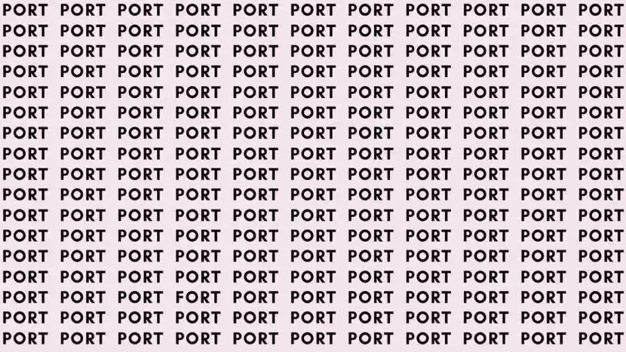 Observation Skill Test: If you have Eagle Eyes find the Word Fort among Port in 12 Secs