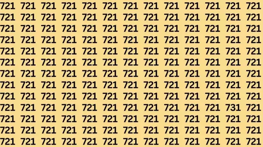 Observation Skill Test: If you have Sharp Eyes Find the Number 731 among 721 in 20 Secs