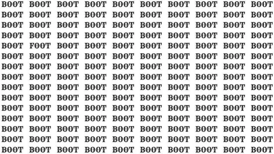 Optical Illusion Brain Test: If you have Eagle Eyes find the word Foot among Boot in 12 Secs