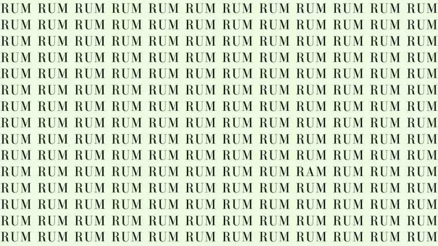 Optical Illusion Brain Test: If you have Eagle Eyes find the Word Ram among Rum in 08 Secs