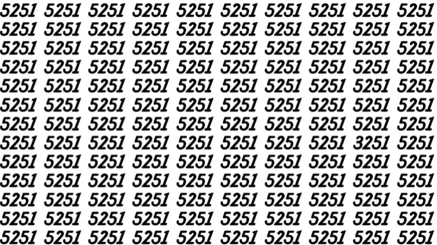 Optical Illusion Brain Test: If you have Hawk Eyes Find the Number 3251 among 5251 in 15 Secs