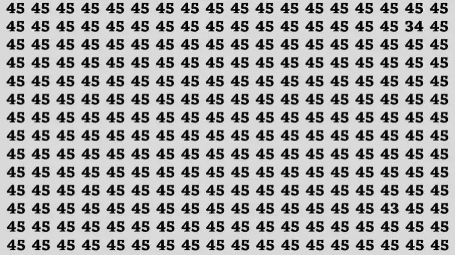 Optical Illusion Brain Test: If you have Keen Eyes Find the Number 43 among 45 in 12 Secs