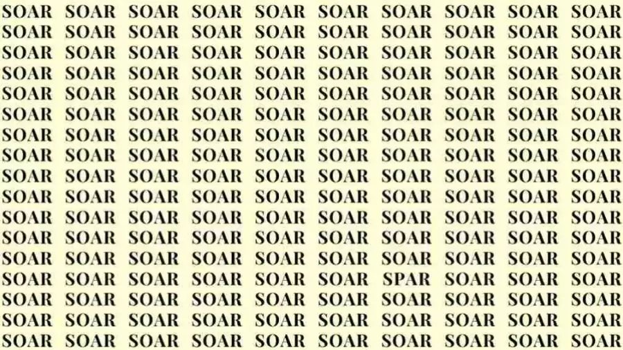 Optical Illusion Challenge: If you have Eagle Eyes find the Word Spar among Soar in 10 Secs