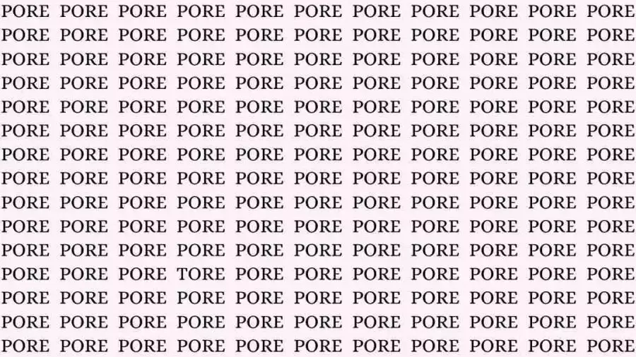 Optical Illusion: If you have Eagle Eyes find the Word Tore among Pore in 05 Secs