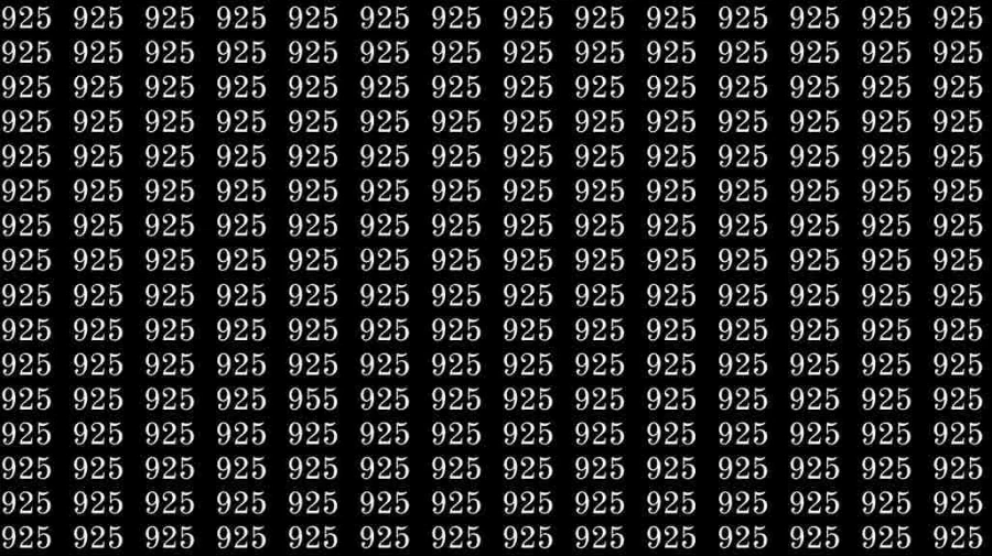 Optical Illusion Test: If you have Sharp Eyes find the number 955 among 925 in 8 Seconds?