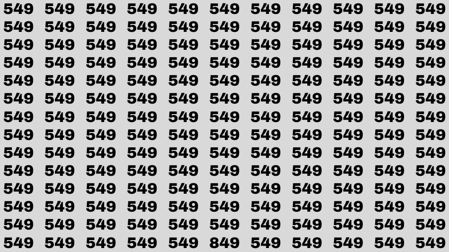 Observation Brain Challenge: If you have Hawk Eyes Find the Number 849 among 549 in 15 Secs