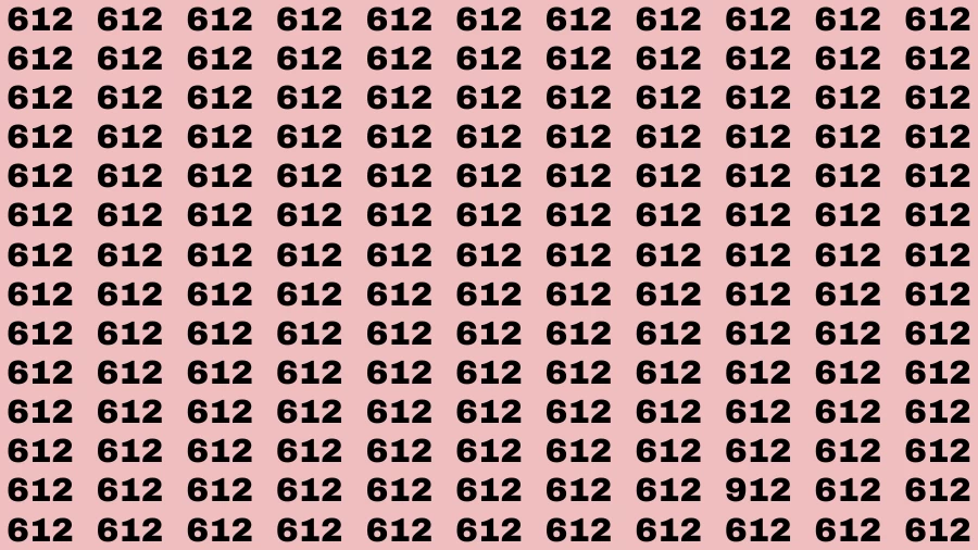 Observation Visual Test: If you have 50/50 Vision Find the Number 912 among 612 in 15 Secs