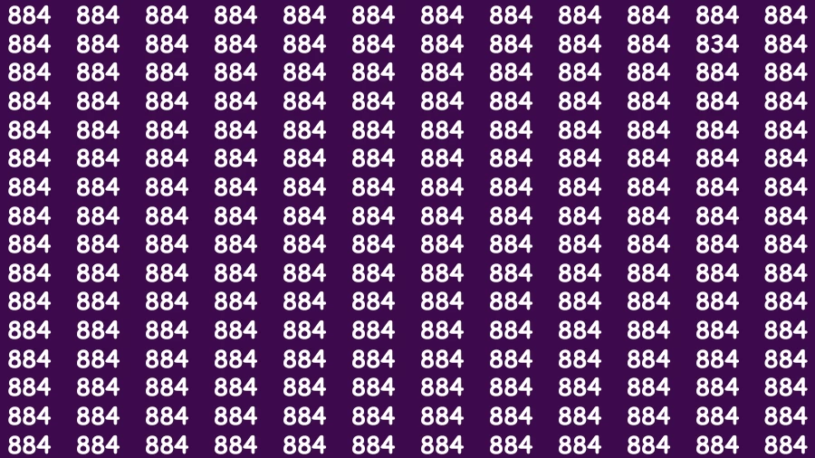 Visual Test: Only those with Eagle Eyesight Can Spot 834 among 884 in 10 seconds