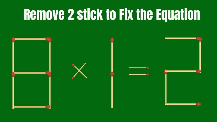 Brain Teaser IQ Challenge: 8x1=2 Remove 2 Matchsticks to Fix the Equation | Matchstick Puzzles