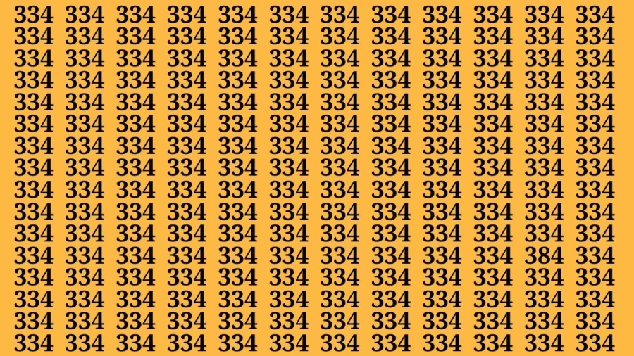 Observation Visual Test: If you have Keen Eyes Find the Number 384 among 334 in 15 Secs