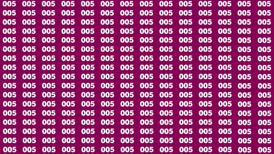 Optical Illusion: If you have 50/50 Vision Find the number 006 in 18 Secs