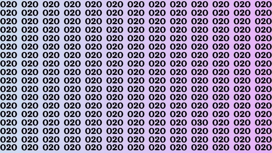 Optical Illusion Brain Challenge: If you have 50/50 Vision Find the number 030 in 18 Secs