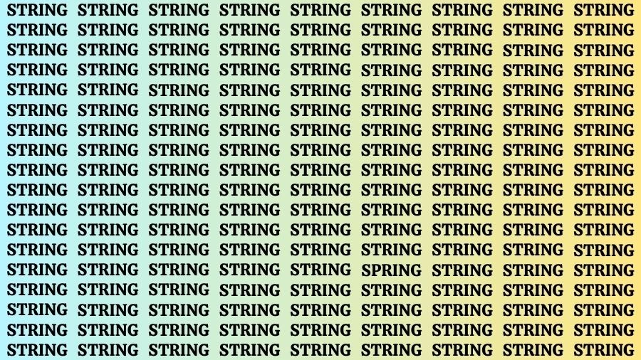 Optical Illusion Brain Challenge: If you have 50/50 Vision Find the Word Spring among String in 13 Secs