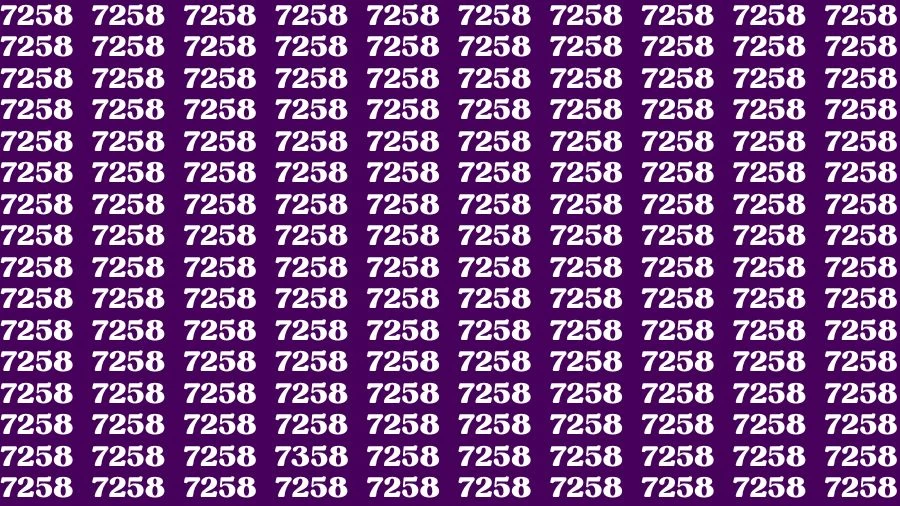 Optical Illusion Brain Challenge: If you have Hawk Eyes Find the Number 7358 among 7258 in 12 Secs