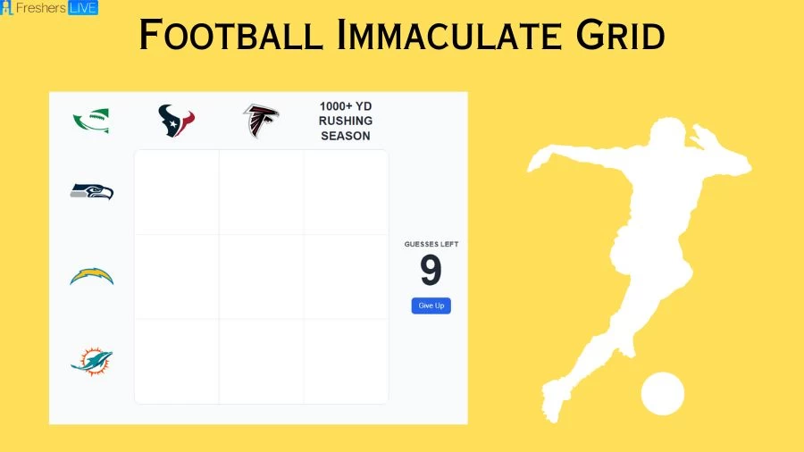 Which Player who played with Tobeck and had a 1,000+ yard rushing season? Football Immaculate Grid answers August 26 2023