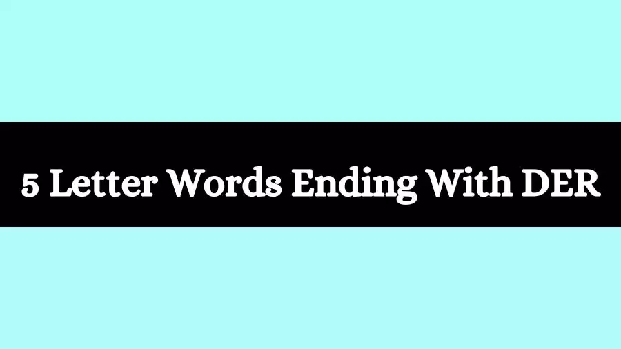 5 Letter Words Ending With DER List of Five Letter Words Ending in DER