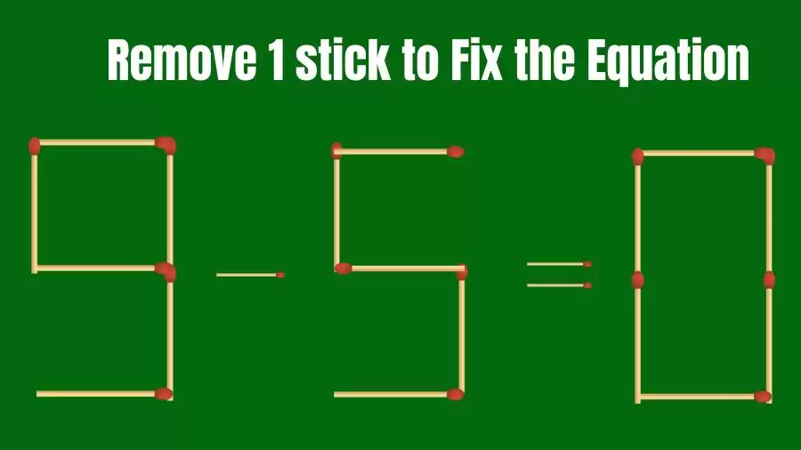 Brain Teaser IQ Challenge: 9-5=0 Remove 1 Matchstick to Fix the Equation | Matchstick Puzzles