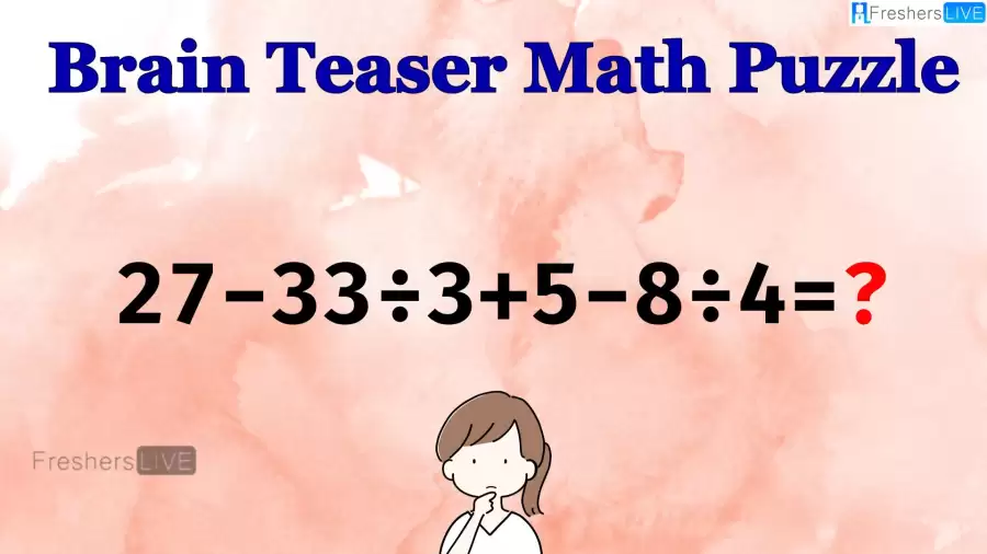 Can You Solve this Math Puzzle? Equate 27-33÷3+5-8÷4=?