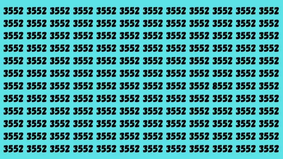 Optical Illusion Brain Challenge: If you have 20/20 HD Vision Find the Number 8552 among 3552 in 20 Secs