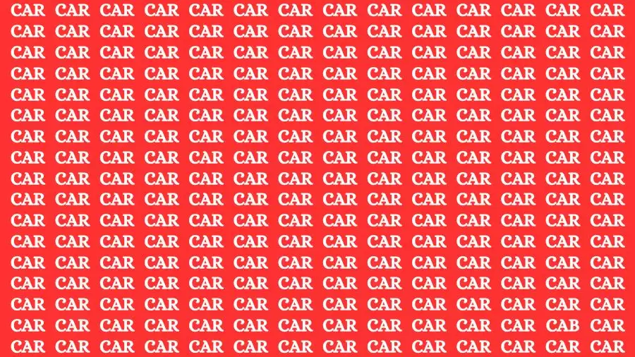 Optical Illusion Brain Challenge: If you have Sharp Eyes Find the Word Cab among Car in 12 Secs