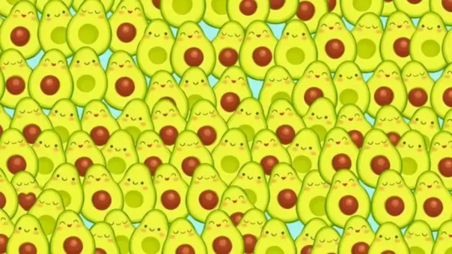 Optical Illusion Visual Test: Can You Find an Avocado With The Heart Shaped Pit In It In This Image Within 15 Seconds?