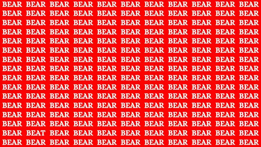 Optical Illusion Visual Test: If you have 4K Vision Find the Word Beat among Bear in 12 Secs