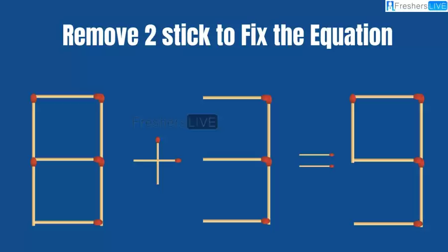 Solve the Puzzle Where 8+3=9 by Removing 2 Sticks to Fix the Equation