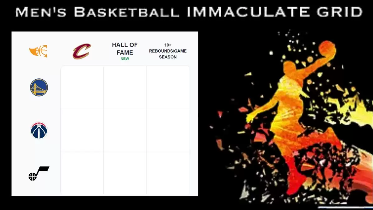 Which players who have played for the Utah Jazz have achieved seasons with 10 or more rebounds per game? Men's Basketball Immaculate Grid answers October 27 2023