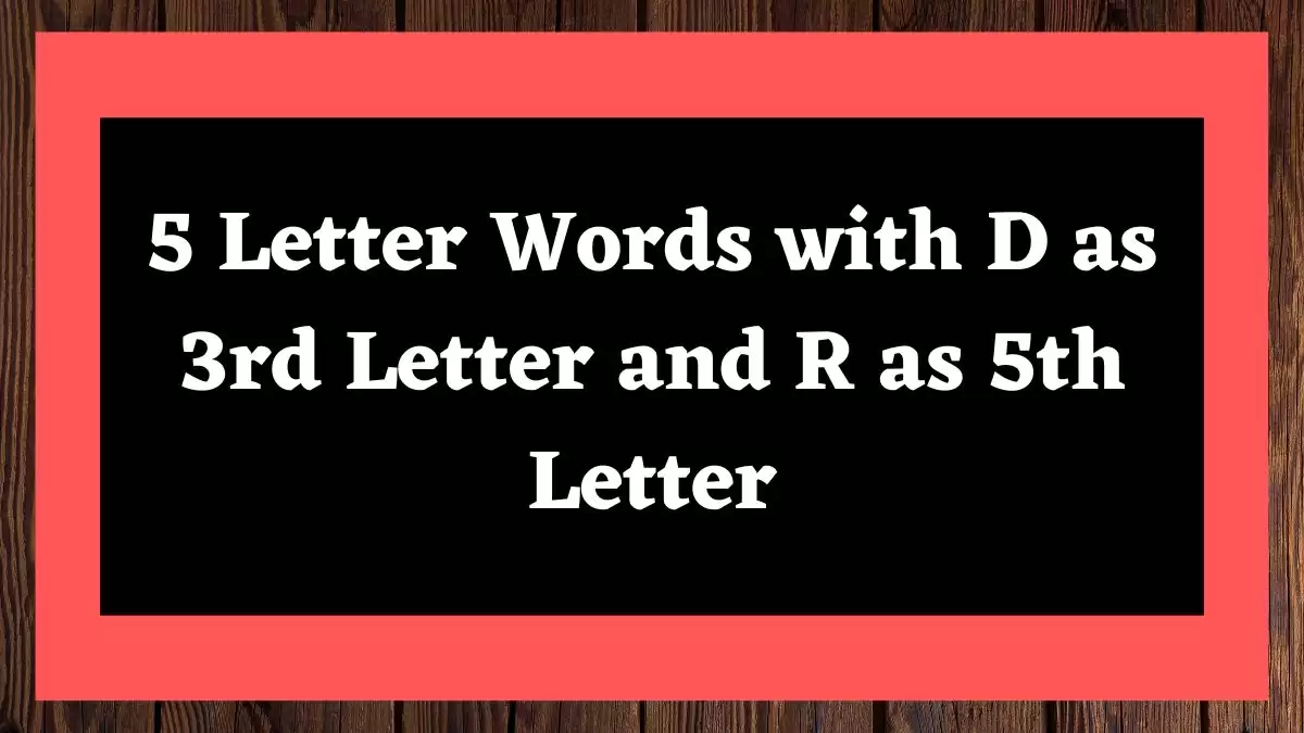 5 Letter Words with D as 3rd Letter and R as 5th Letter All Words List