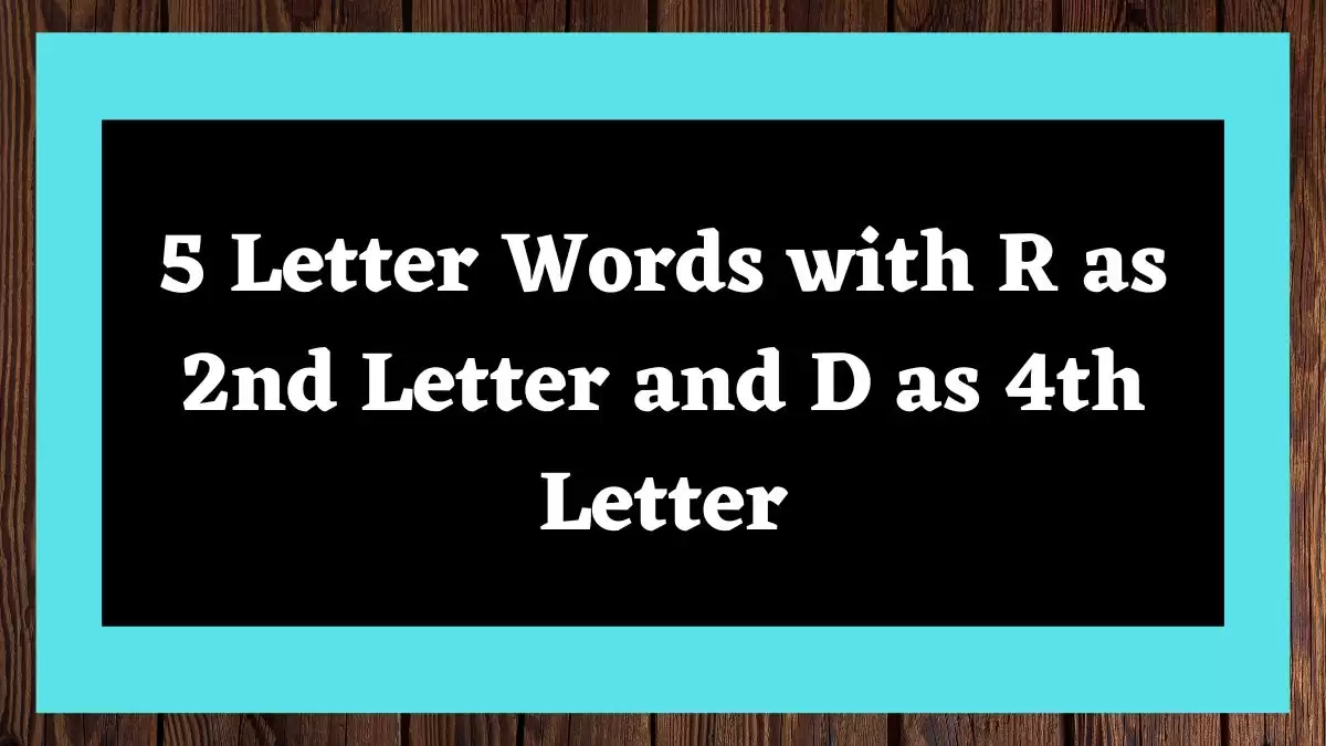 5 Letter Words with R as 2nd Letter and D as 4th Letter All Words List