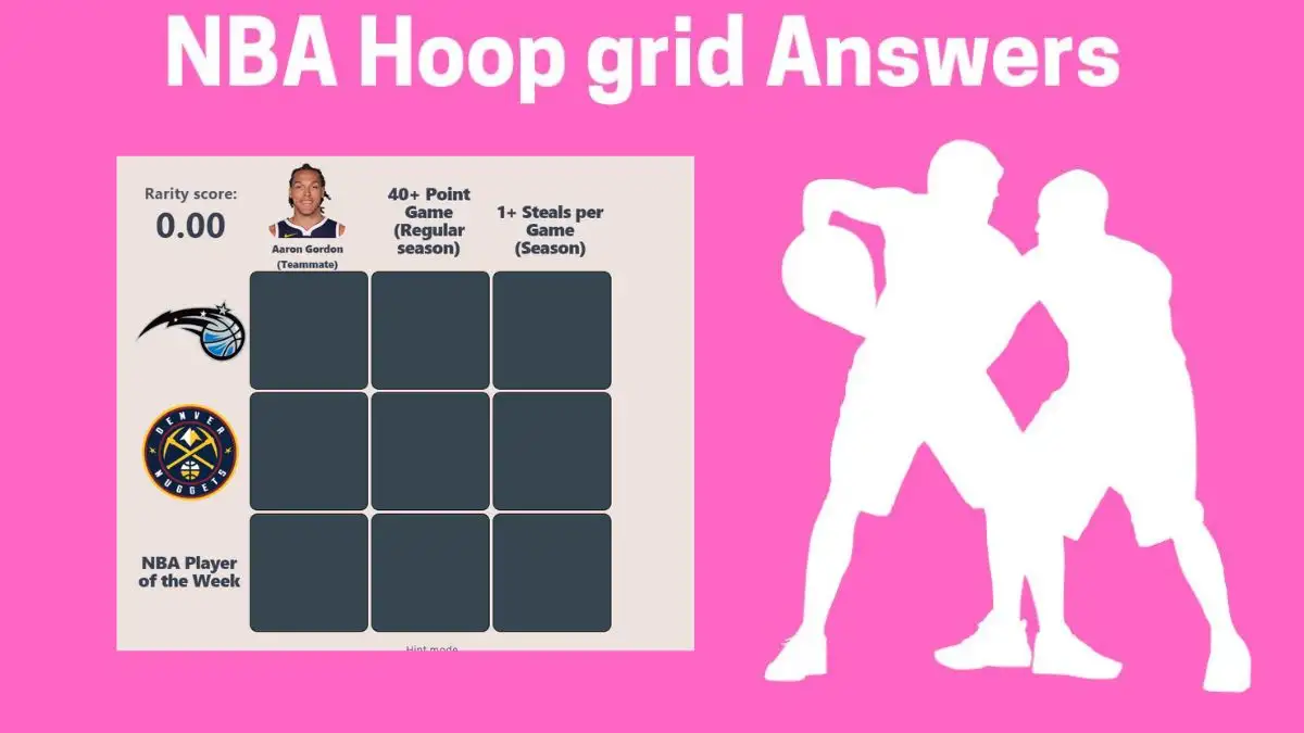 Which Players Have Played for Both NBA Player of the Week and Aaron Gordon Teammate in Their Careers? HoopGrids Immaculate Grid answers December 30 2023