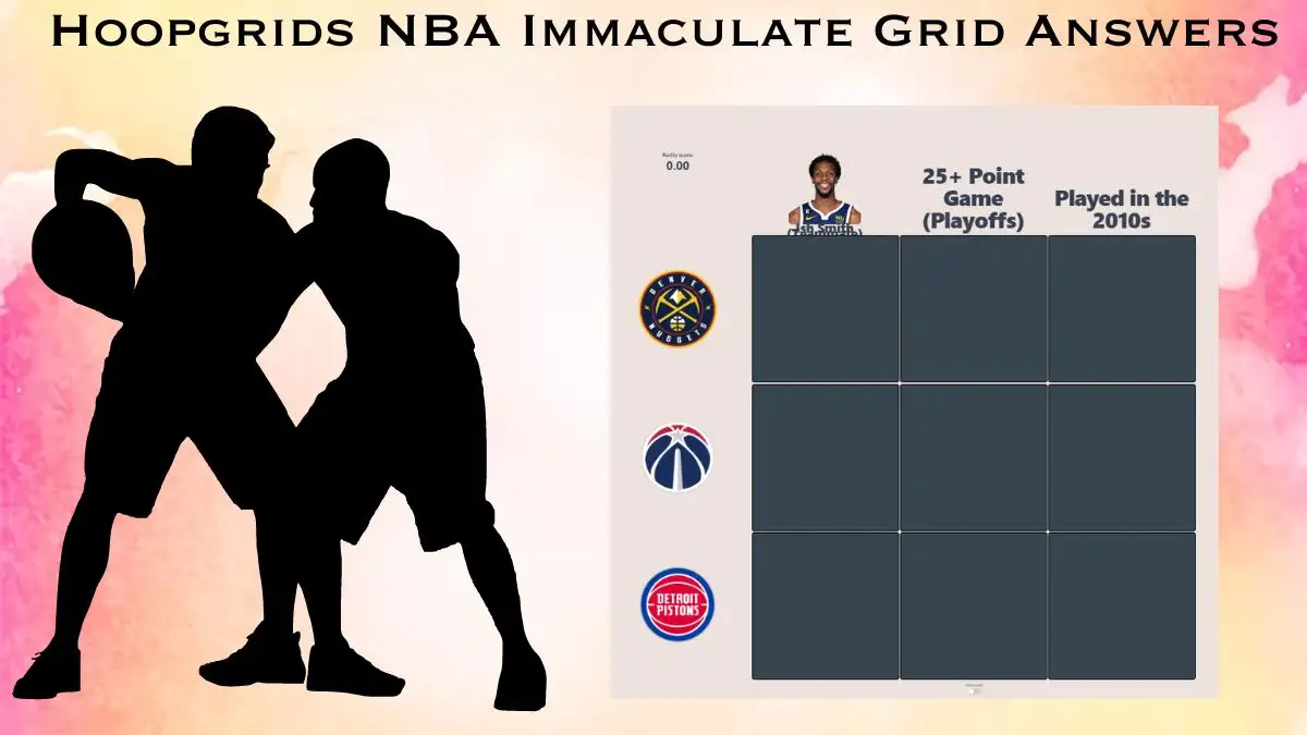 Which Player Played at least one game for Denver Nuggets and teammate of Ish Smith in the regular season? HoopGrids Immaculate Grid answers January 29 2024