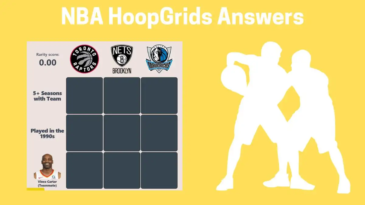 Which players who were teammates with Vince Carter on the Dallas Mavericks? HoopGrids Immaculate Grid answers January 09 2024