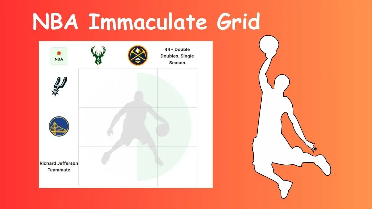 Which players who were teammates with Richard Jefferson at any point in his career and achieved 44+ double-doubles in a single season? NBA Immaculate Grid answers January 05 2024